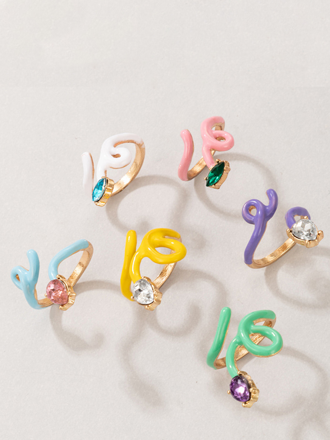 YouBella Jewellery Gold Plated Enamelled Combo of Rings for Girls and Women (Combo 6)