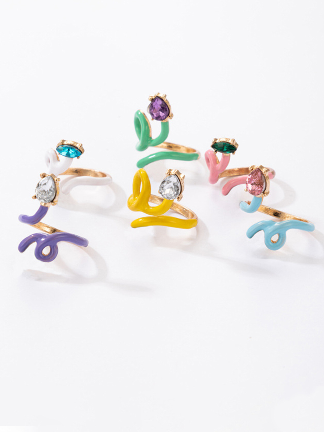 YouBella Jewellery Gold Plated Enamelled Combo of Rings for Girls and Women (Combo 6)