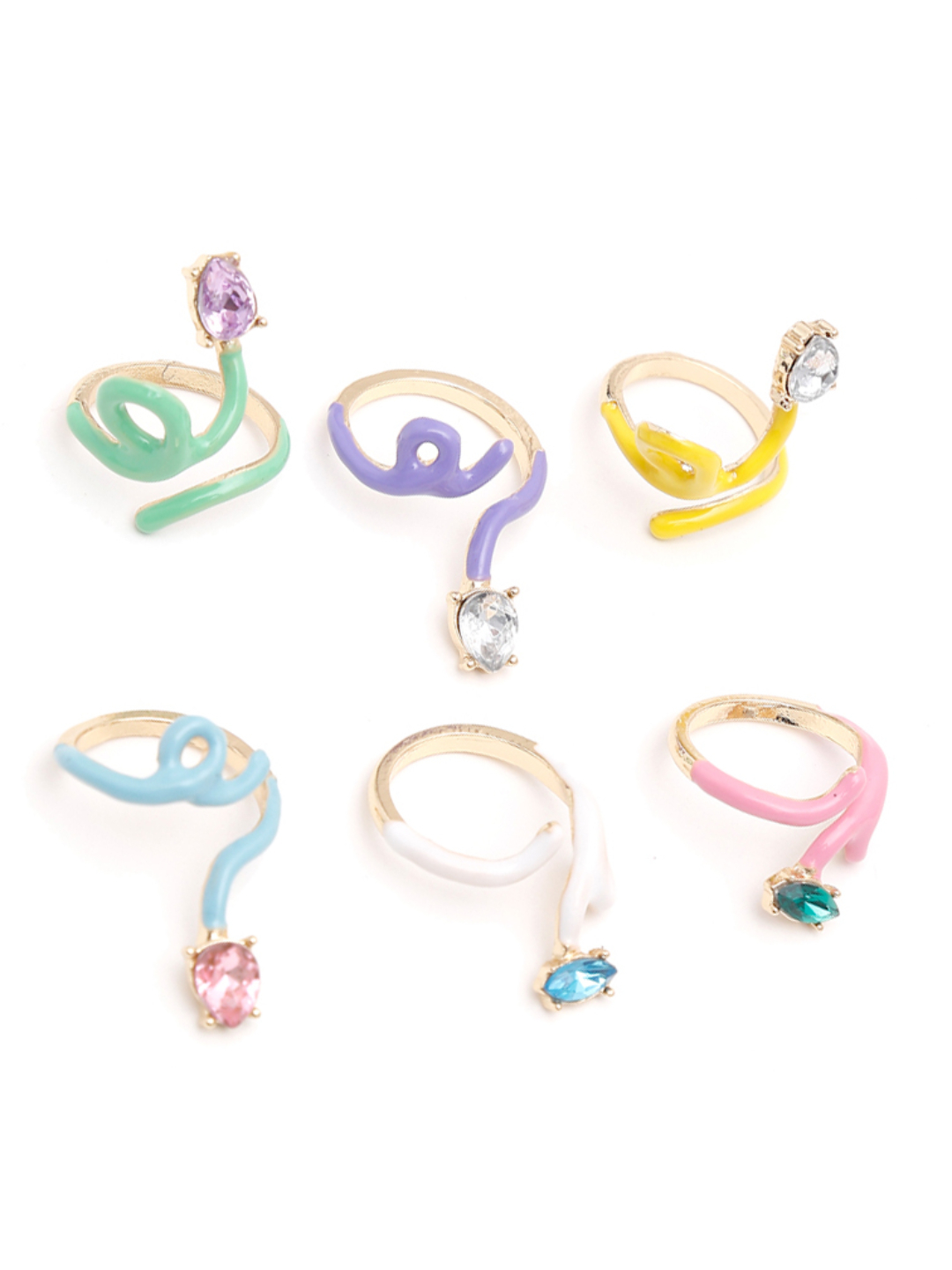 YouBella Jewellery Gold Plated Enamelled Combo of Rings for Girls and Women (Combo 6)
