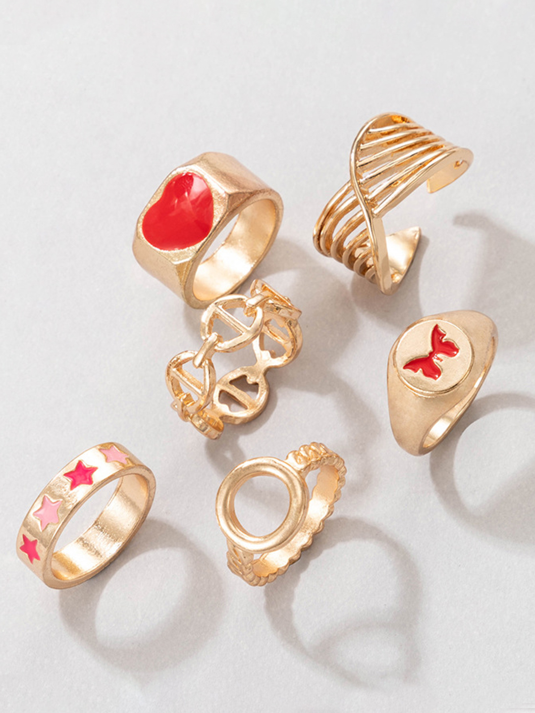 YouBella Jewellery Gold Plated Enamelled Combo of Rings for Girls and Women (Combo 7)