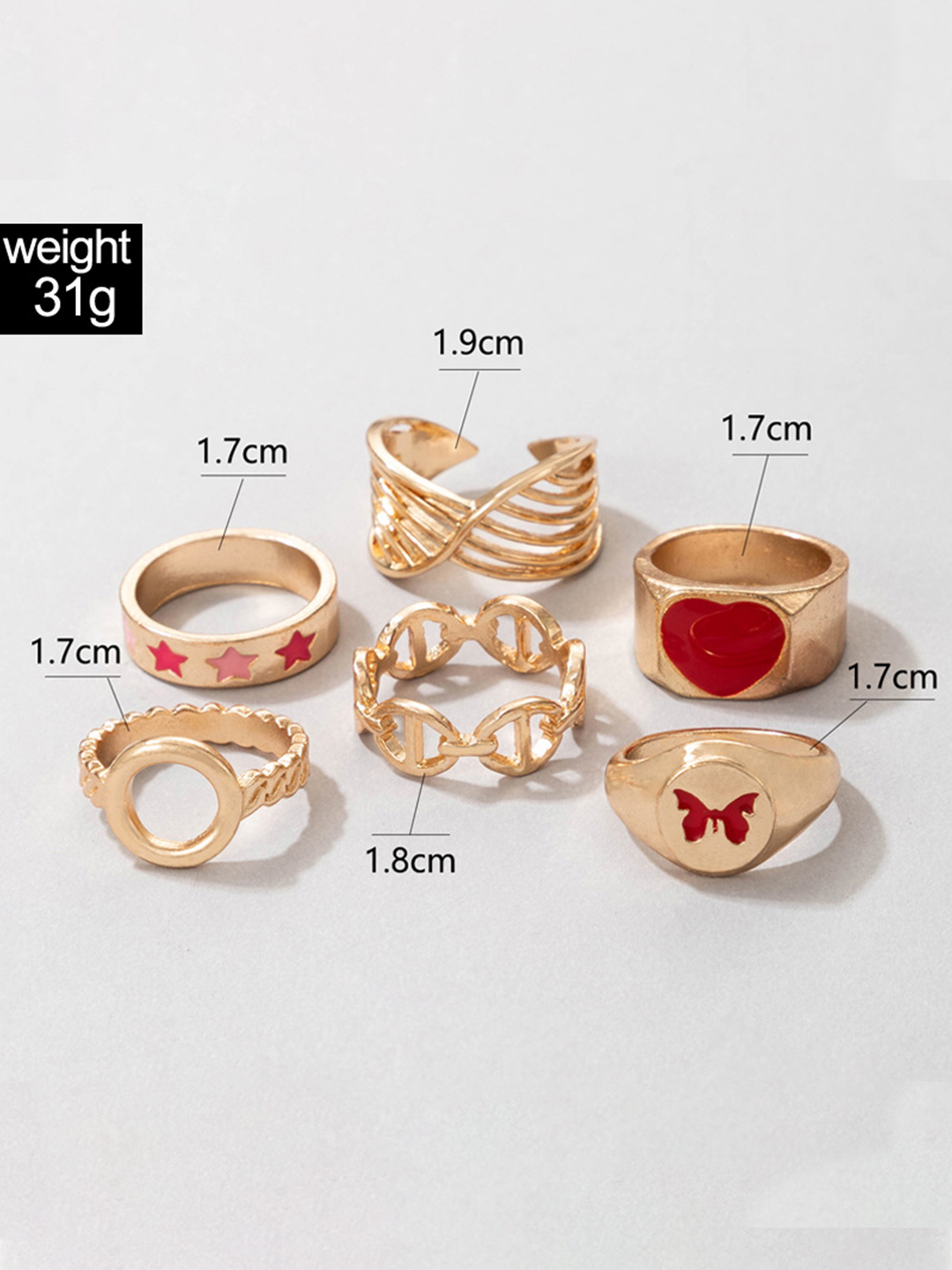 YouBella Jewellery Gold Plated Enamelled Combo of Rings for Girls and Women (Combo 7)