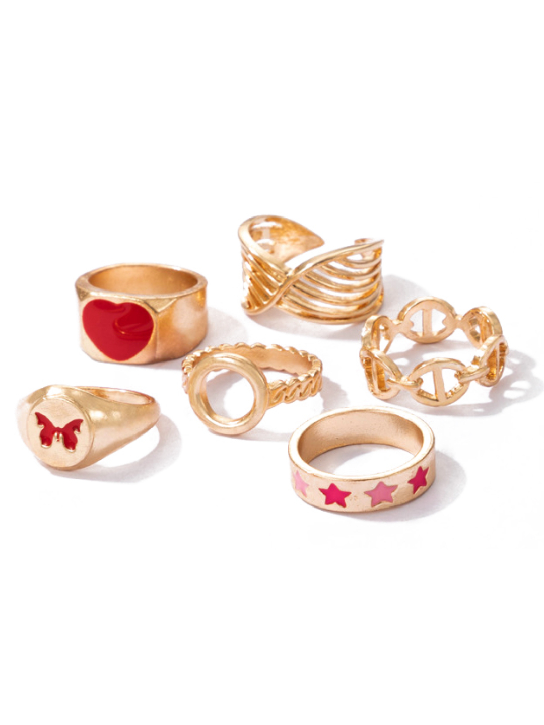 YouBella Jewellery Gold Plated Enamelled Combo of Rings for Girls and Women (Combo 7)