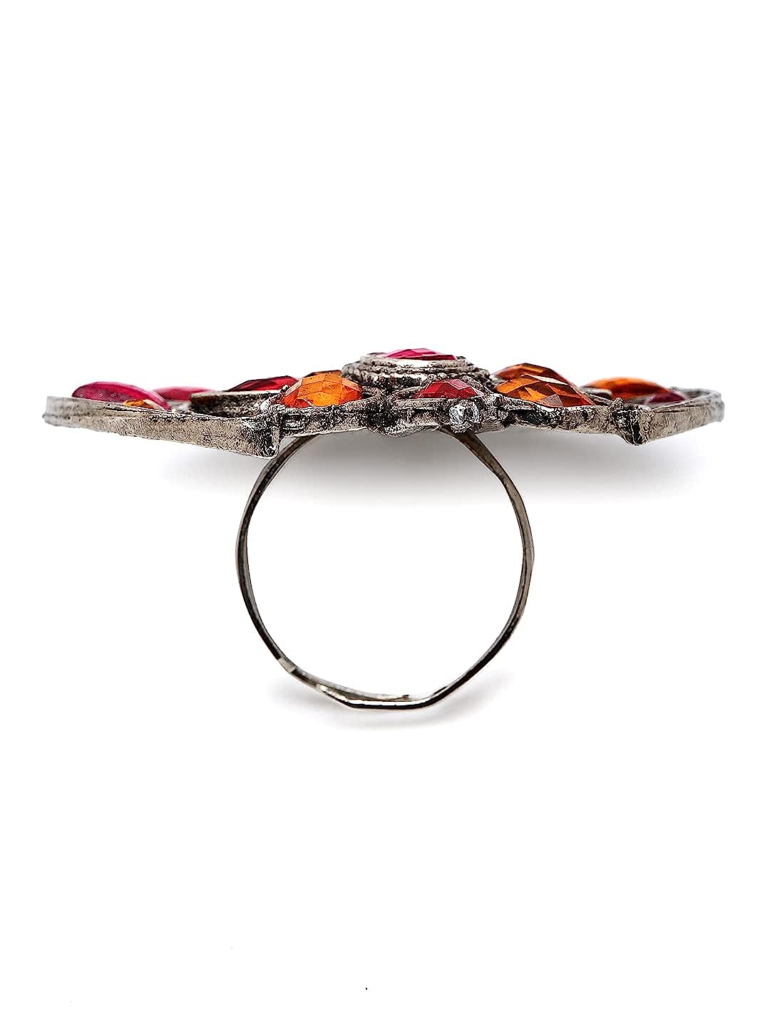 YouBella Jewellery Oxidised Silver Afghani Combo of 3 Rings for Girls and Women (Multi-Color) (YBRG_20157)