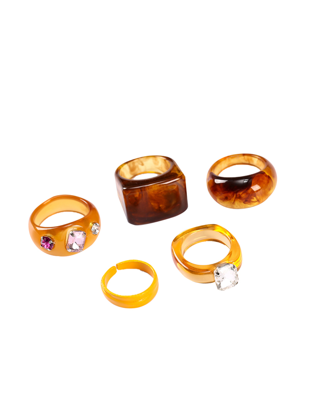 YouBella Jewellery Combo of 5 Rings for Girls and Women (Brown) (YBRG_20160)