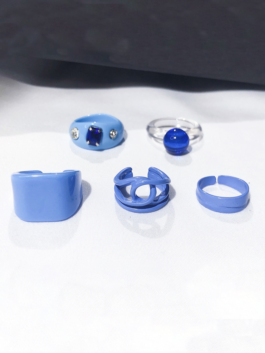 YouBella Jewellery Combo of 5 Rings for Girls and Women (Blue) (YBRG_20162)