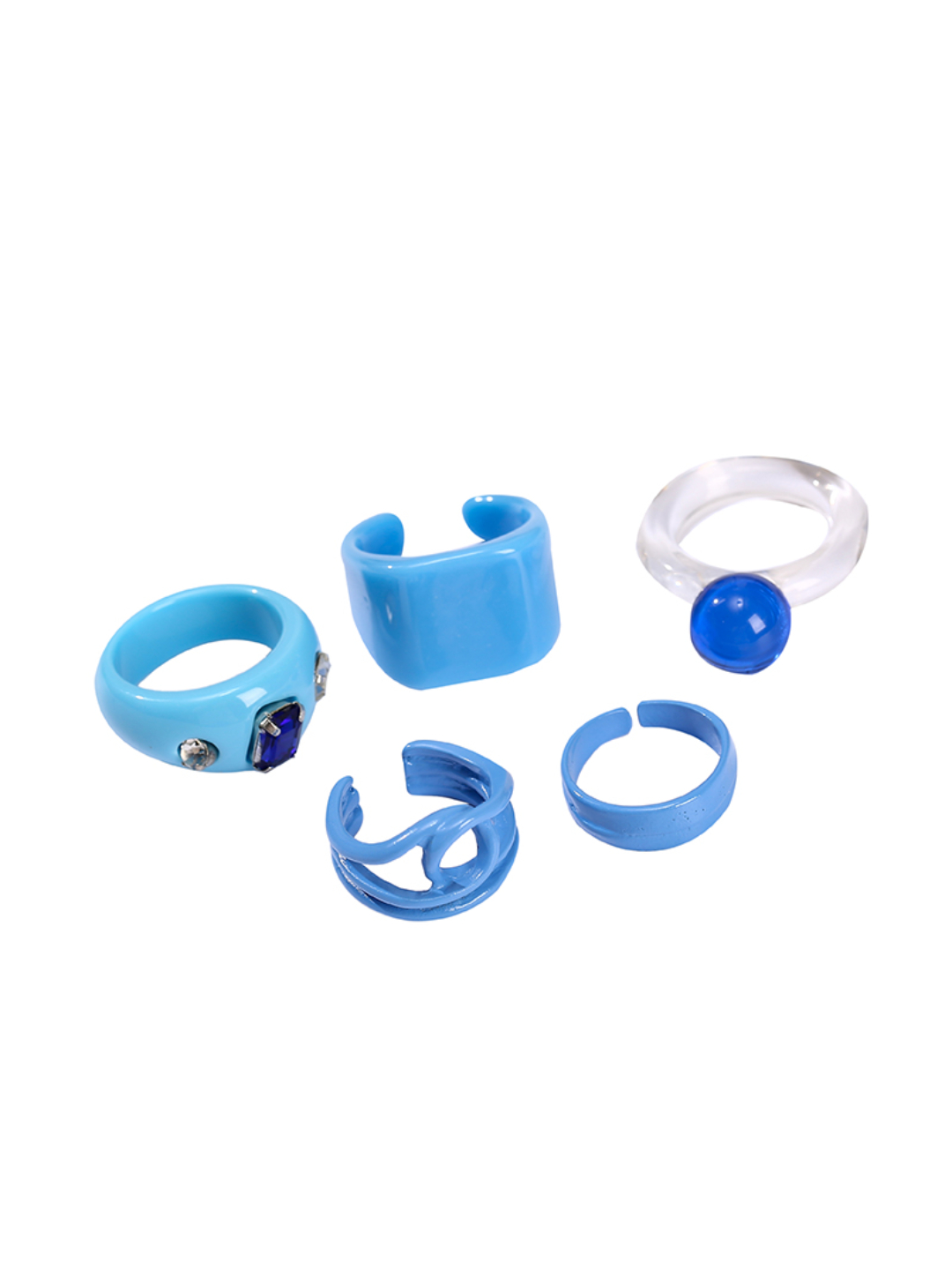 YouBella Jewellery Combo of 5 Rings for Girls and Women (Blue) (YBRG_20162)