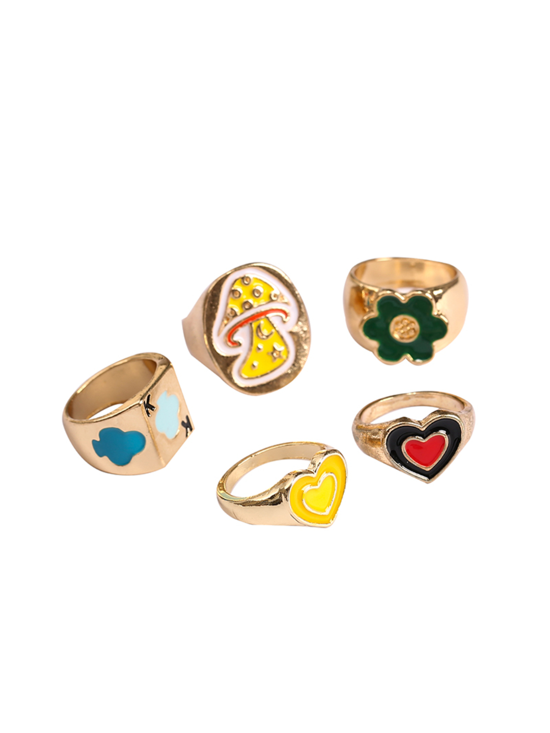 YouBella Jewellery Gold Plated Combo of 5 Rings for Girls and Women (Multicolor) (YBRG_20164)