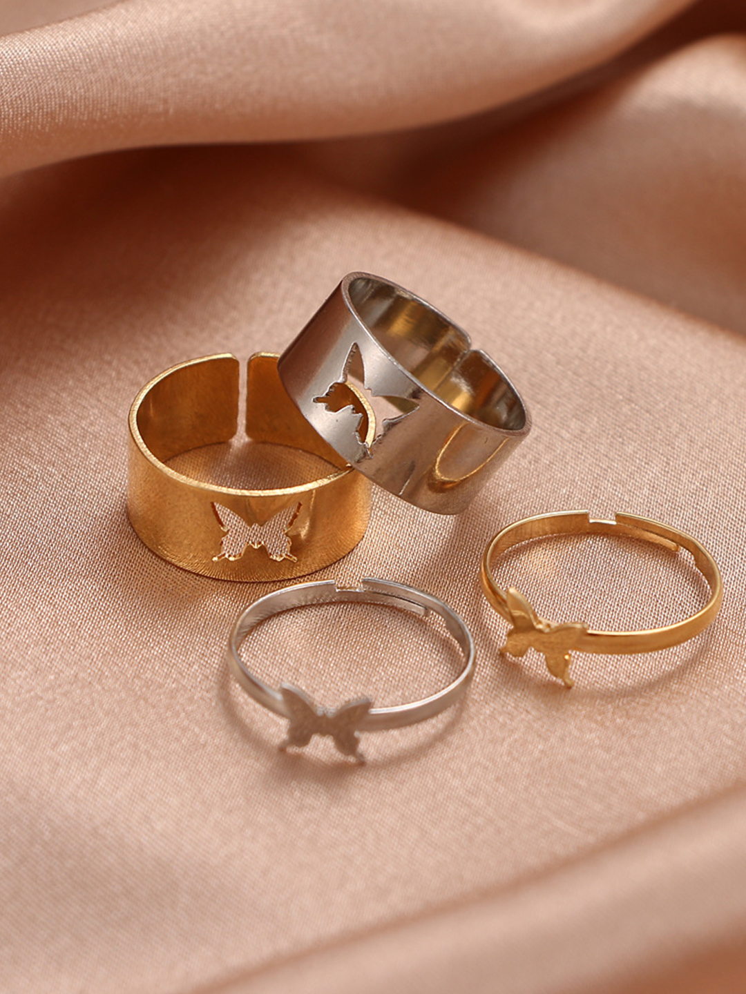 YouBella Jewellery Gold and Silver Plated Combo of 4 Rings for Girls and Women (Multicolor) (YBRG_20166)