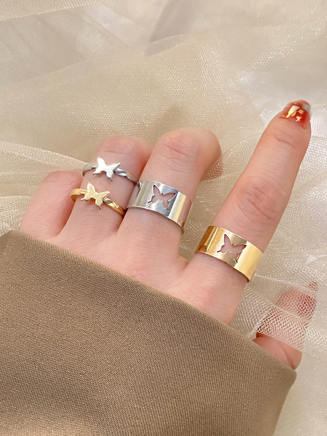 YouBella Jewellery Gold and Silver Plated Combo of 4 Rings for Girls and Women (Multicolor) (YBRG_20166)