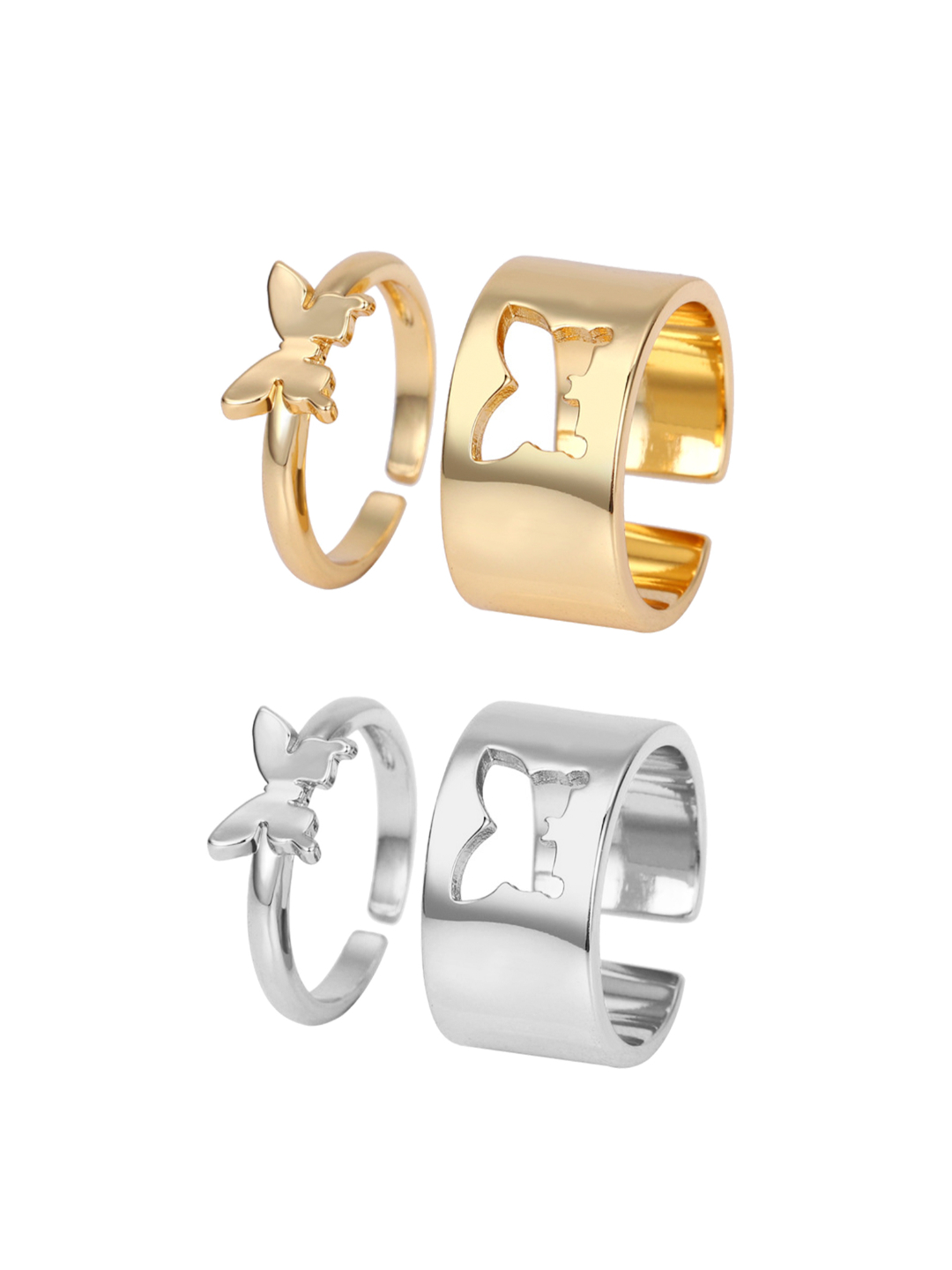YouBella Jewellery Gold and Silver Plated Combo of 4 Rings for Girls and Women (Multicolor) (YBRG_20166)