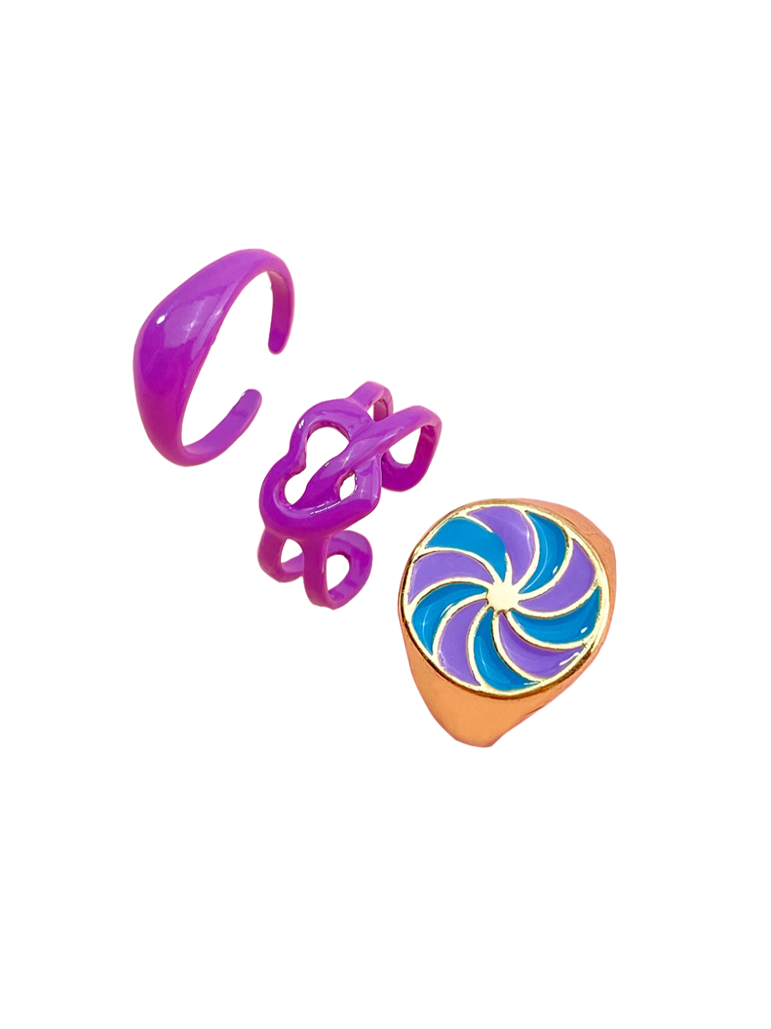 YouBella Jewellery Combo of 3 Rings for Girls and Women (Purple) (YBRG_20168)