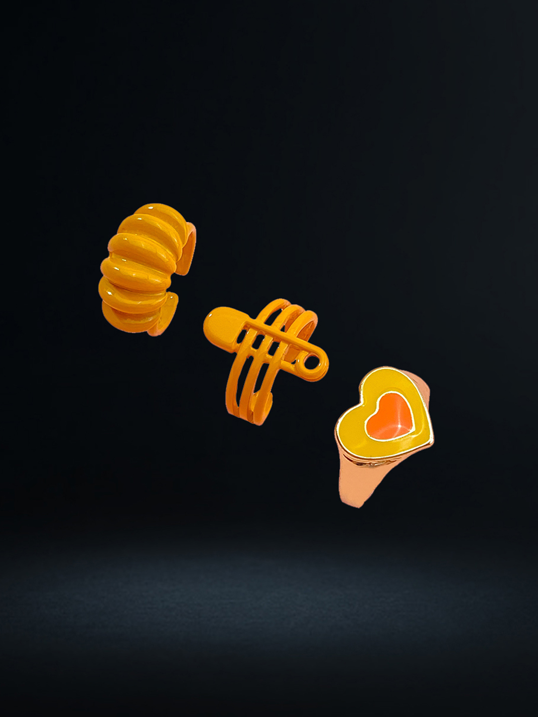 YouBella Jewellery Combo of 3 Rings for Girls and Women (Yellow) (YBRG_20169)