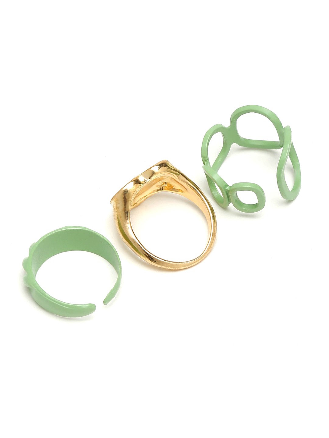 YouBella Jewellery Combo of 3 Rings for Girls and Women (Green) (YBRG_20170)