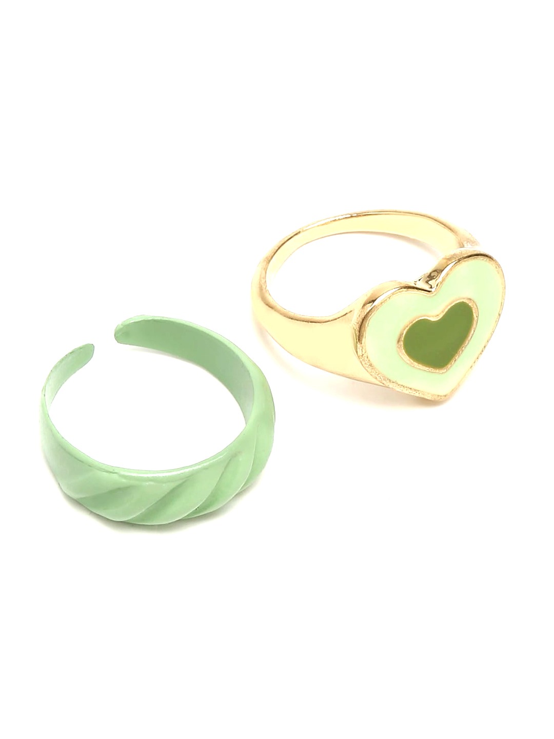 YouBella Jewellery Combo of 3 Rings for Girls and Women (Green) (YBRG_20170)