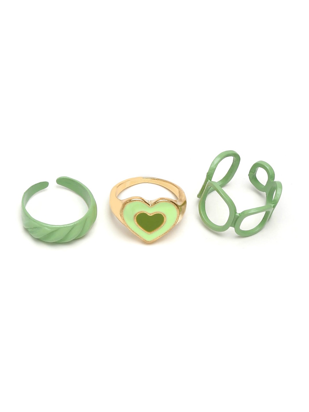 YouBella Jewellery Combo of 3 Rings for Girls and Women (Green) (YBRG_20170)