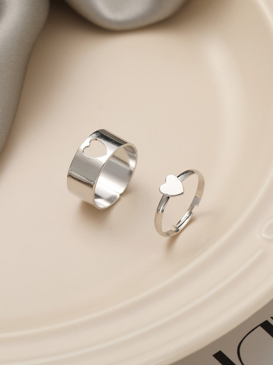YouBella Jewellery Silver Plated Combo of 2 Rings for Girls and Women (Silver) (YBRG_20173)