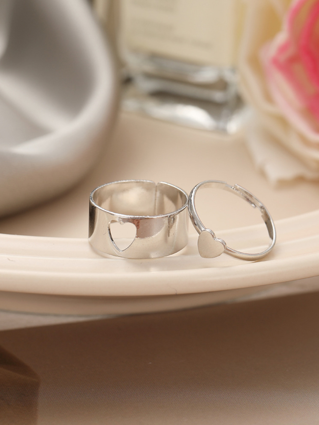 YouBella Jewellery Silver Plated Combo of 2 Rings for Girls and Women (Silver) (YBRG_20173)