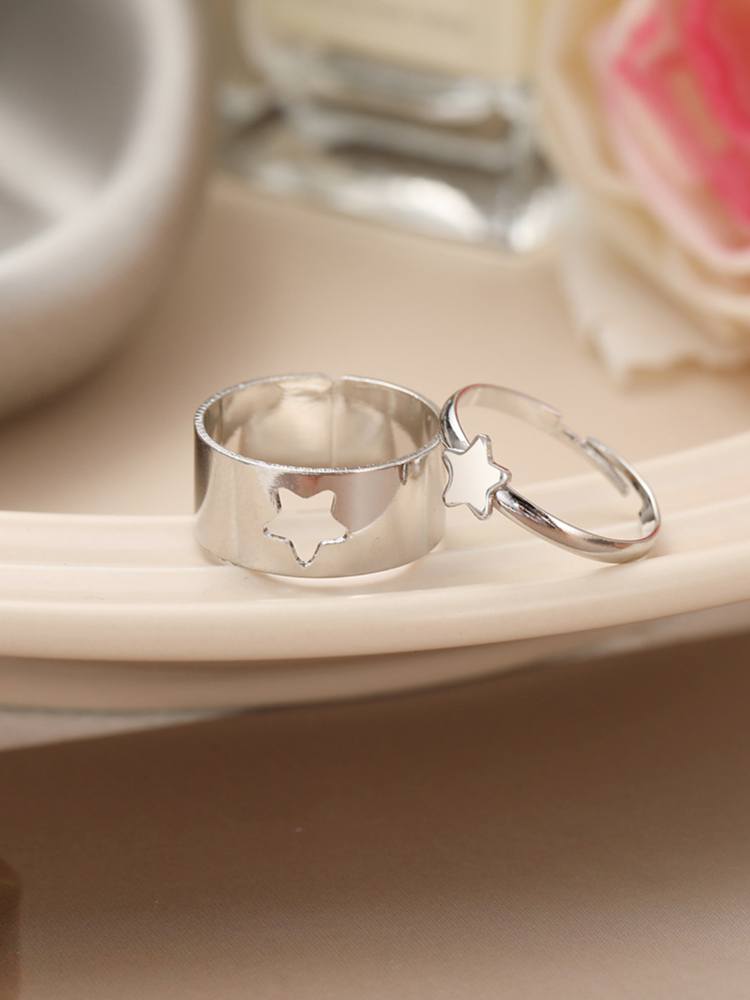 YouBella Jewellery Silver Plated Combo of 2 Rings for Girls and Women (Silver) (YBRG_20174)
