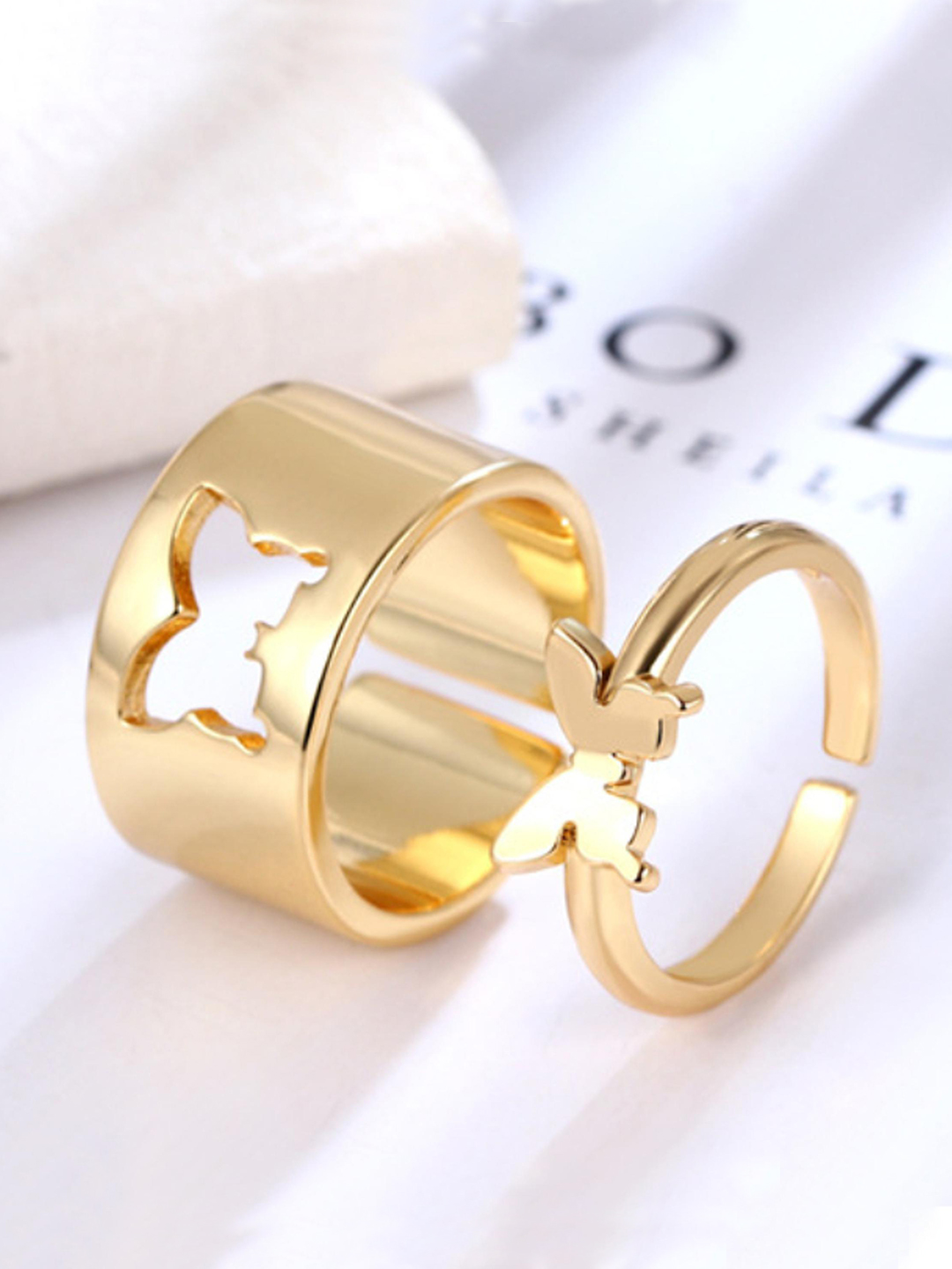 YouBella Jewellery Gold Plated Combo of 2 Rings for Girls and Women (Gold) (YBRG_20176)