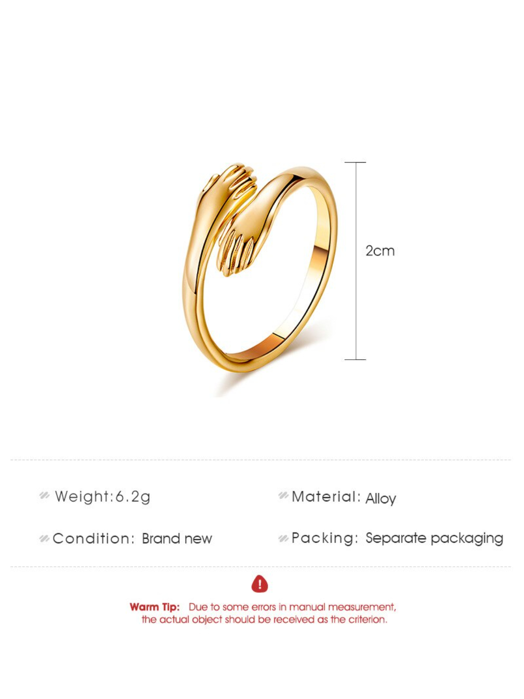 YouBella Jewellery Gold Plated Hug Ring for Men and Women (Gold)