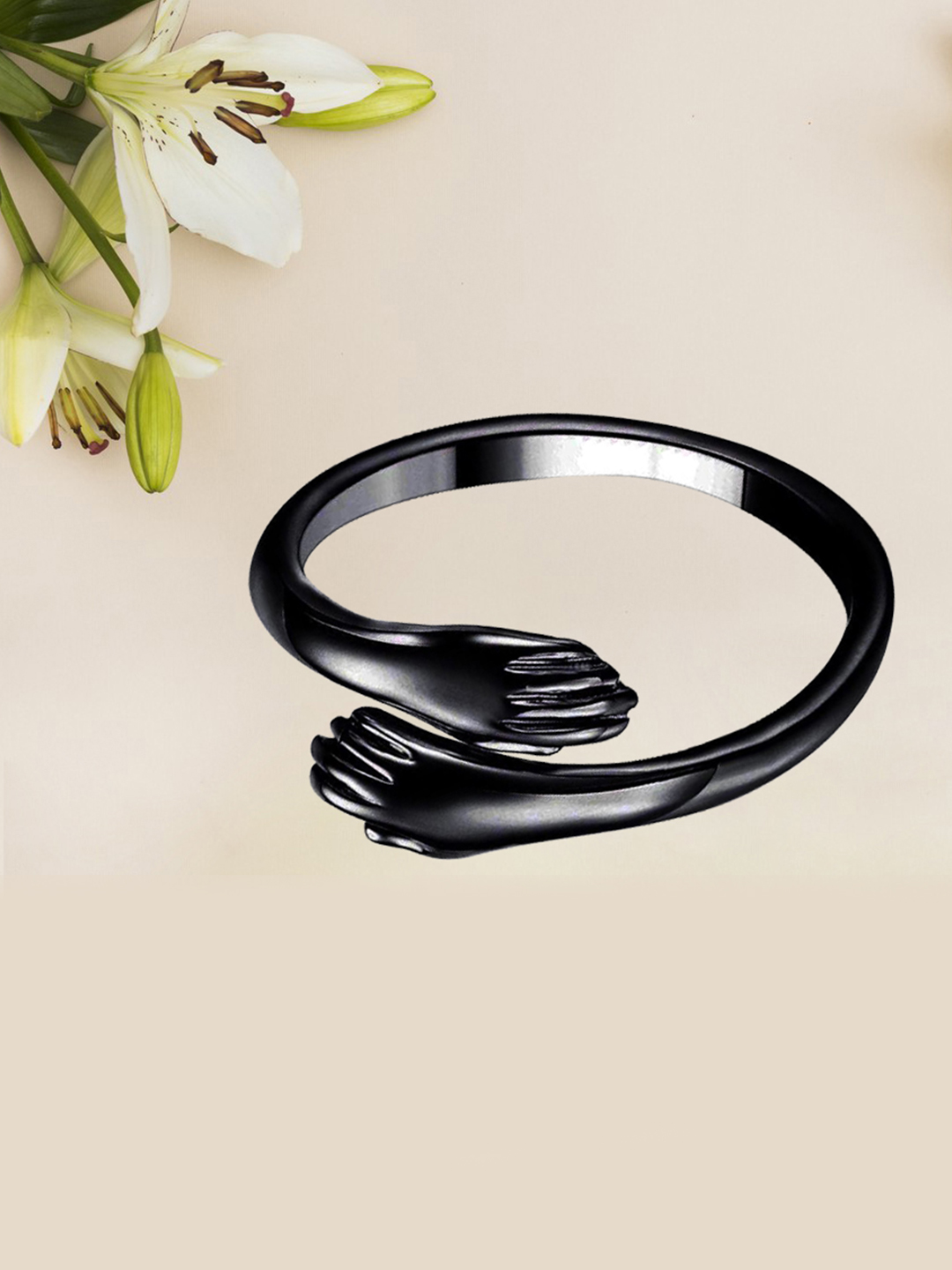 YouBella Jewellery Gold Plated Hug Ring for Men and Women (Black)