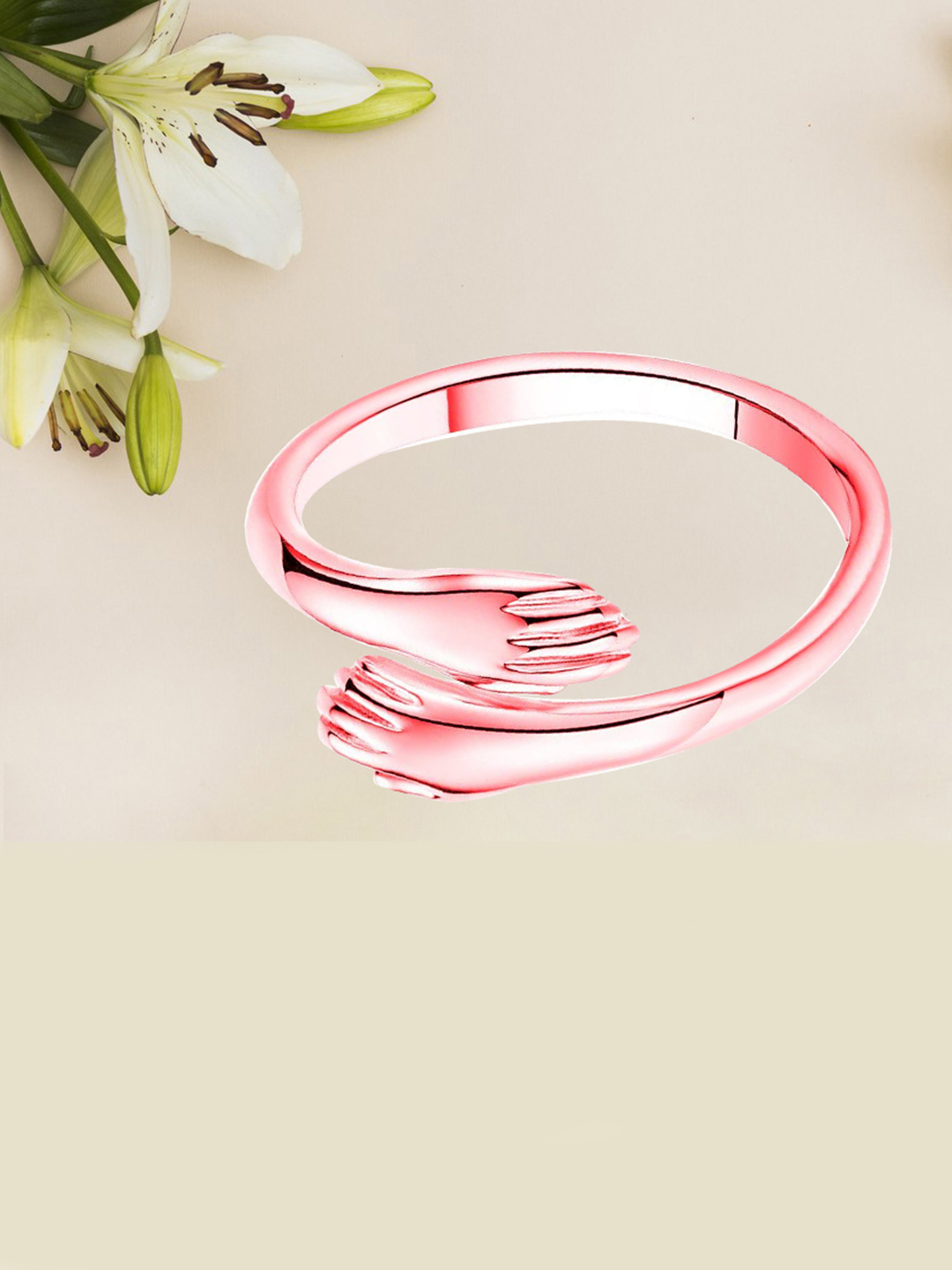 YouBella Jewellery Gold Plated Hug Ring for Men and Women (Rose Gold)