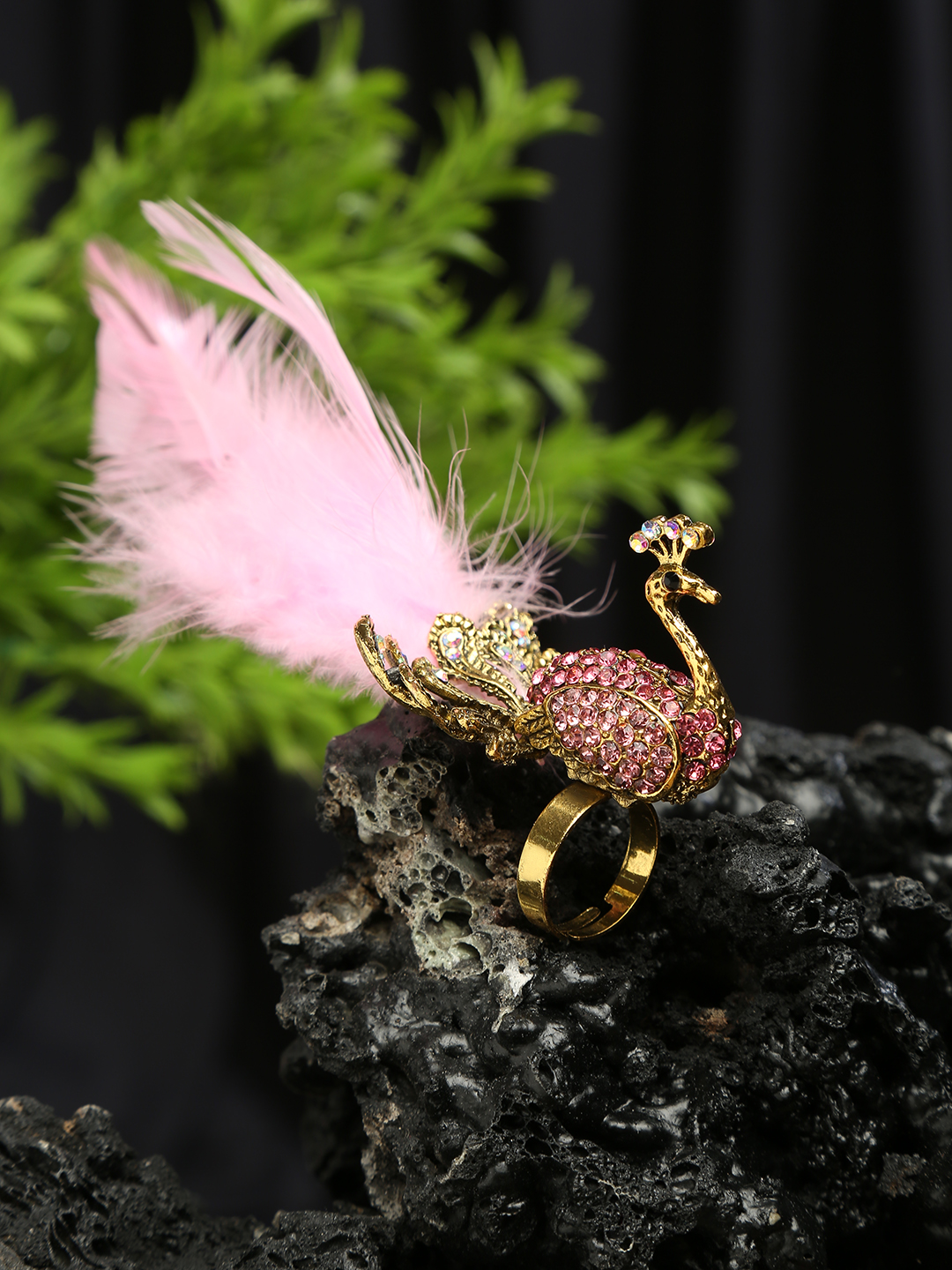 YouBella Women Fashion Stylish and Trendy  Jewellery Peacock Design Finger Ring for Women and Girls