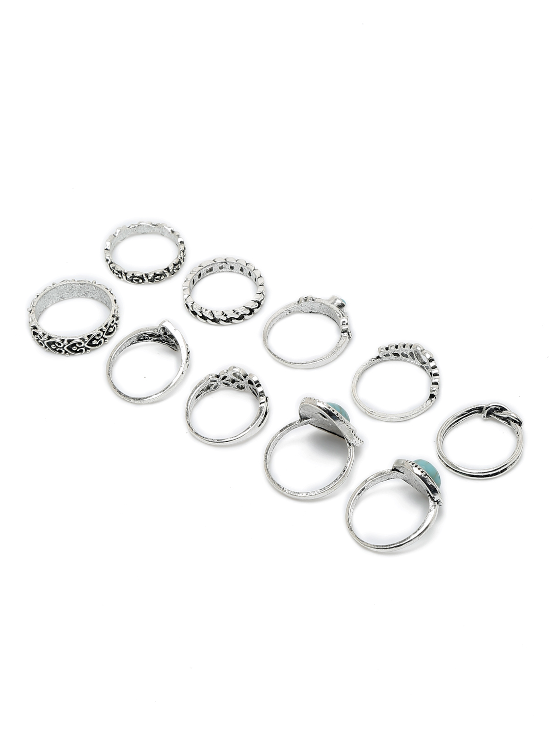 YouBella Jewellery Bohemian Style Combo of 10 Rings for Girls and Women (Silver) (YBRG_20252)