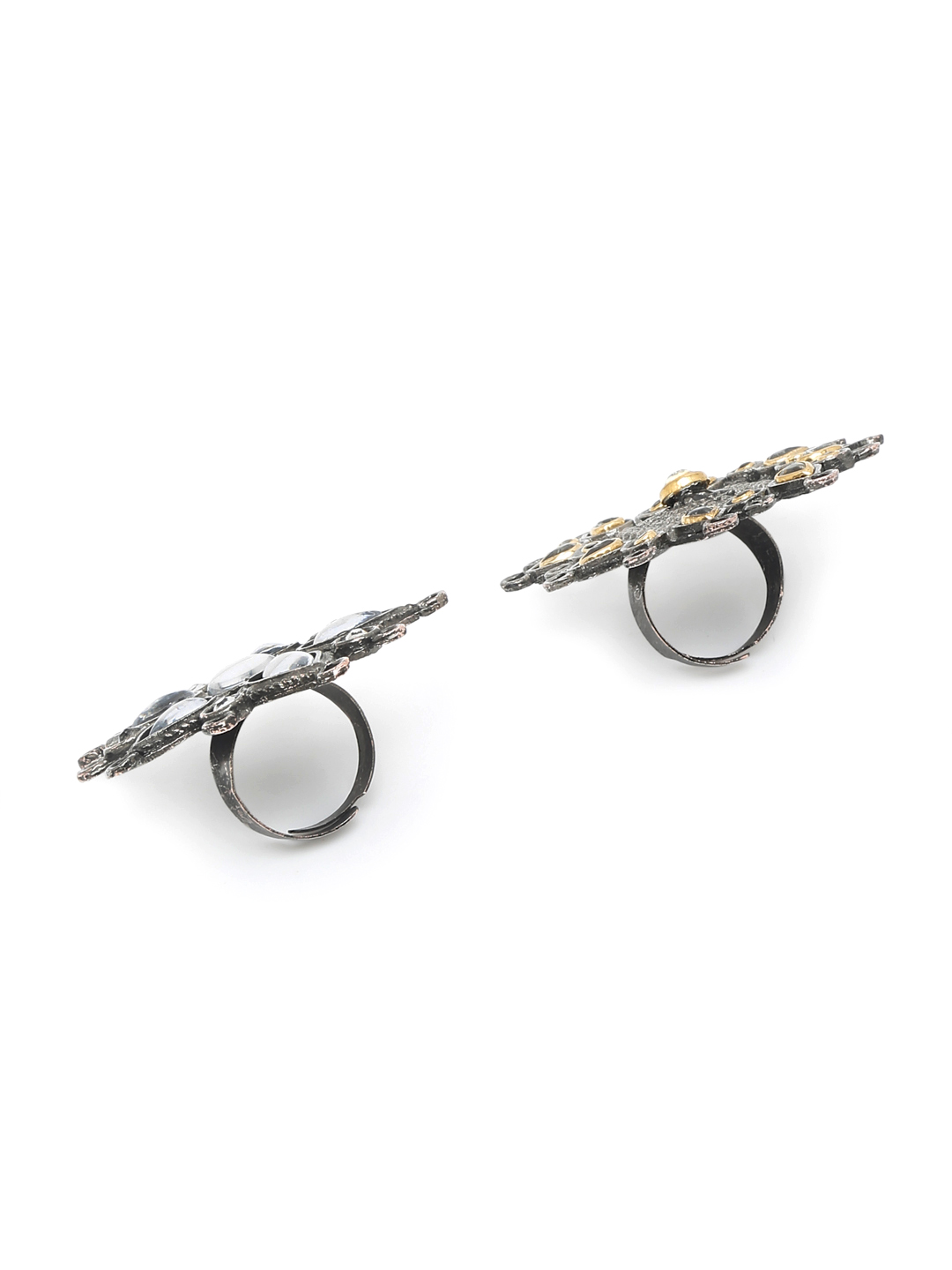 YouBella Jewellery Celebrity Inspired Oxidised Combo of 2 Rings for Girls and Women (Silver) (YBRG_20253)