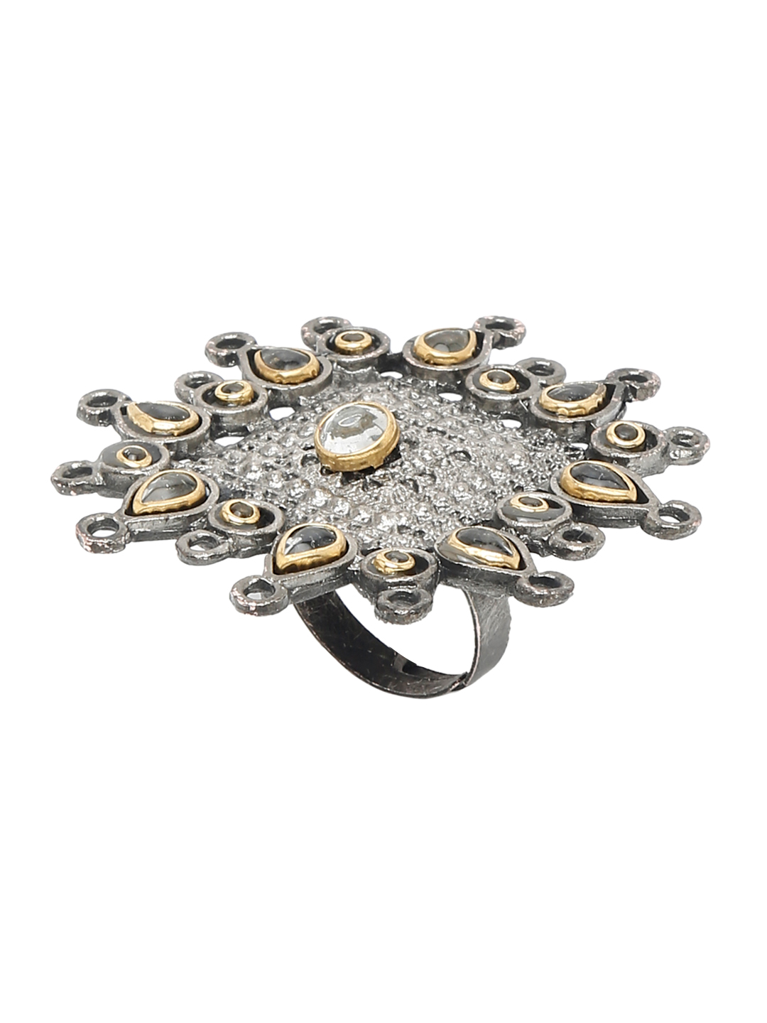 YouBella Jewellery Celebrity Inspired Oxidised Combo of 2 Rings for Girls and Women (Silver) (YBRG_20253)