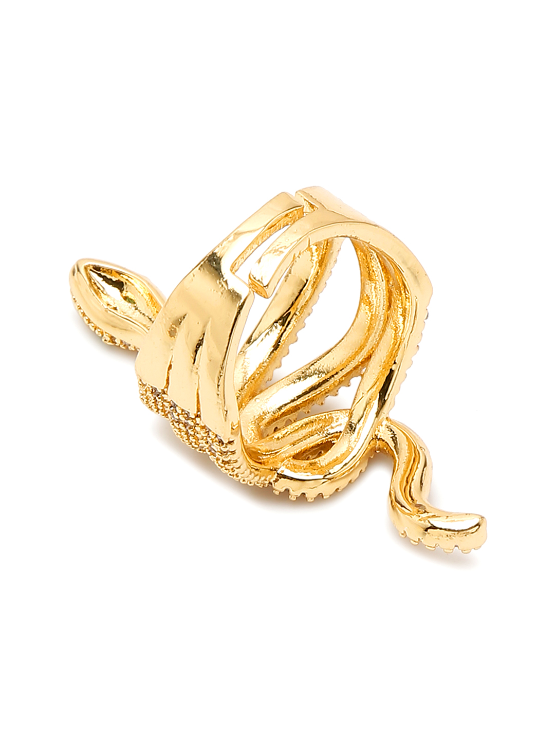YouBella Jewellery for Women Celebrity Inspired Gold Plated Snake Motif Rings for Women and Girls (YBRG_20260) (Gold)
