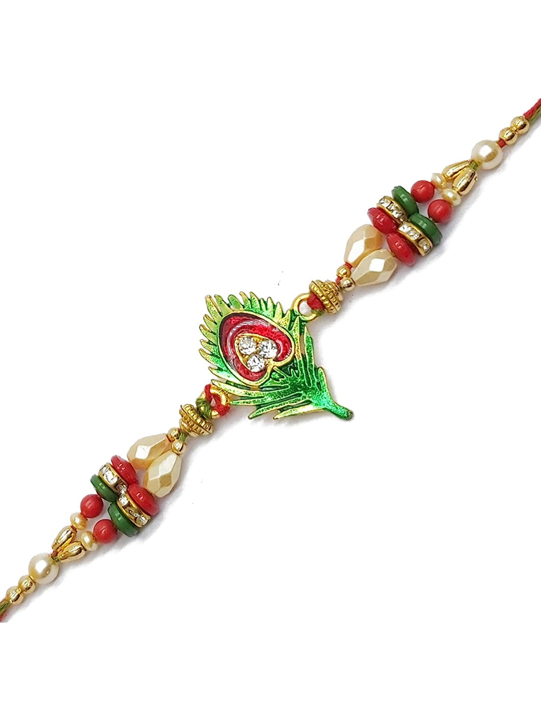 YouBella Fashion Jewellery Designer Lord Krishna Feather Bracelet Rakhi for Brother