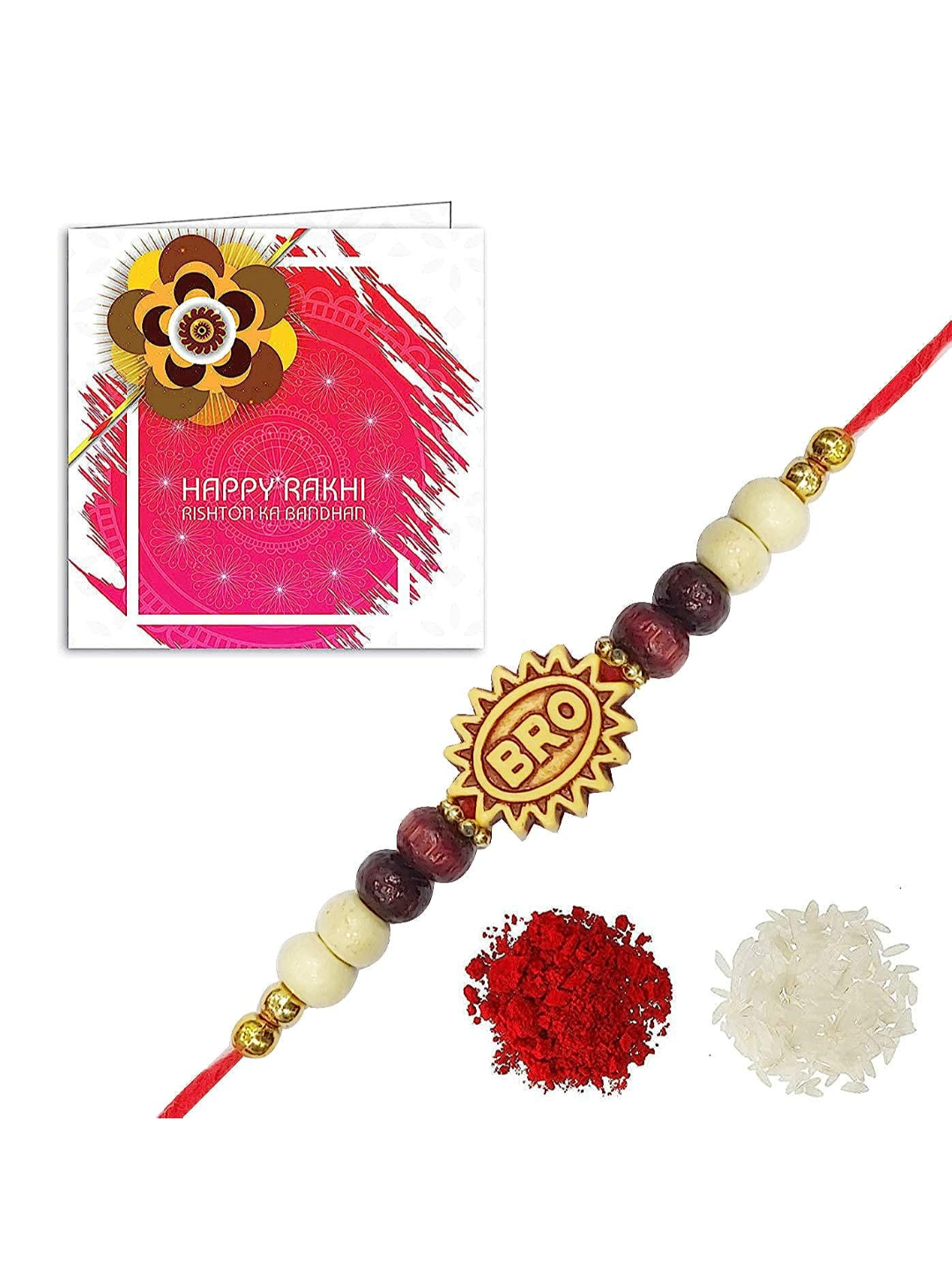 YouBella Designer Bracelet Rakhi and Greeting Card Combo Set for Brother Raksha Bandhan Gift for Brother (Style 4)