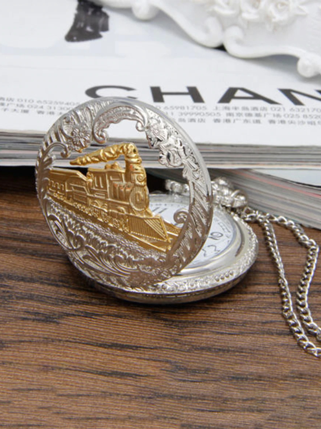 YouBella Pocket Watch Pendant with Chain for Husband Unique Memorable Gift Dual Purpose Stainless Steel Clock for Men (YBWATCH_0030)