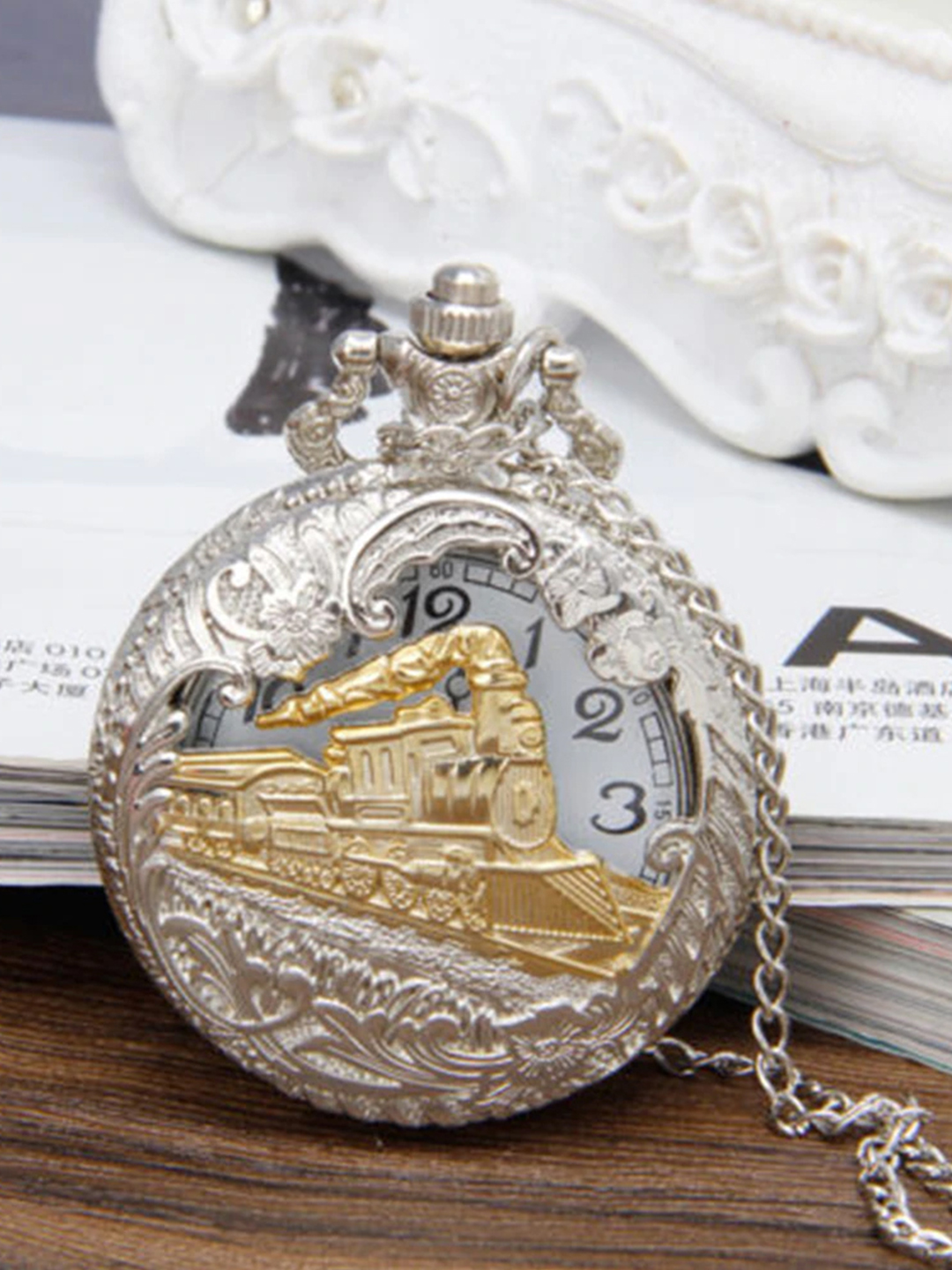 YouBella Pocket Watch Pendant with Chain for Husband Unique Memorable Gift Dual Purpose Stainless Steel Clock for Men (YBWATCH_0030)