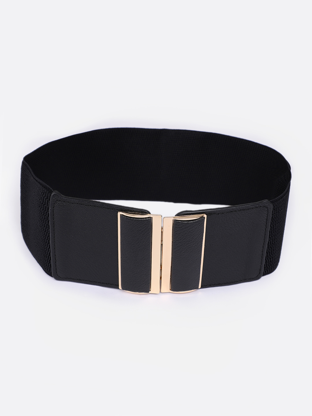 YouBella Women Fashion Jewellery Gold-Toned Stretchable Black Waist Belt With Black leather  for Women and Girls