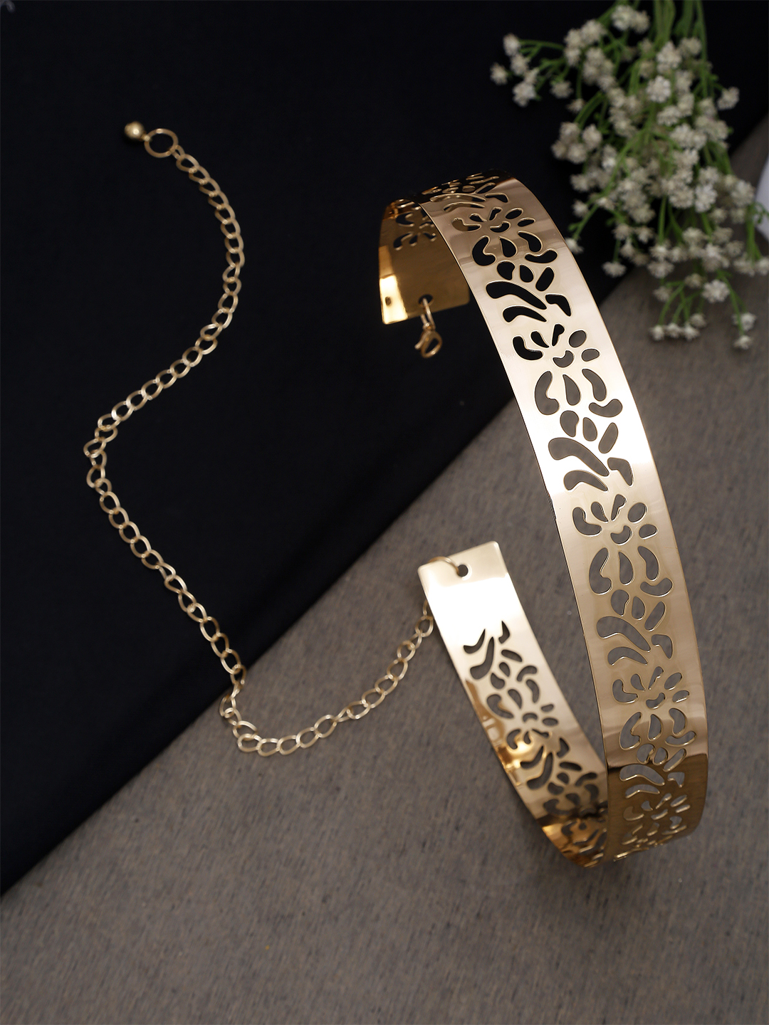 YouBella Jewellery Celebrity Inspired Adjustable Metal Plate Type Golden Kamarband Waist Belt for Women/Girls