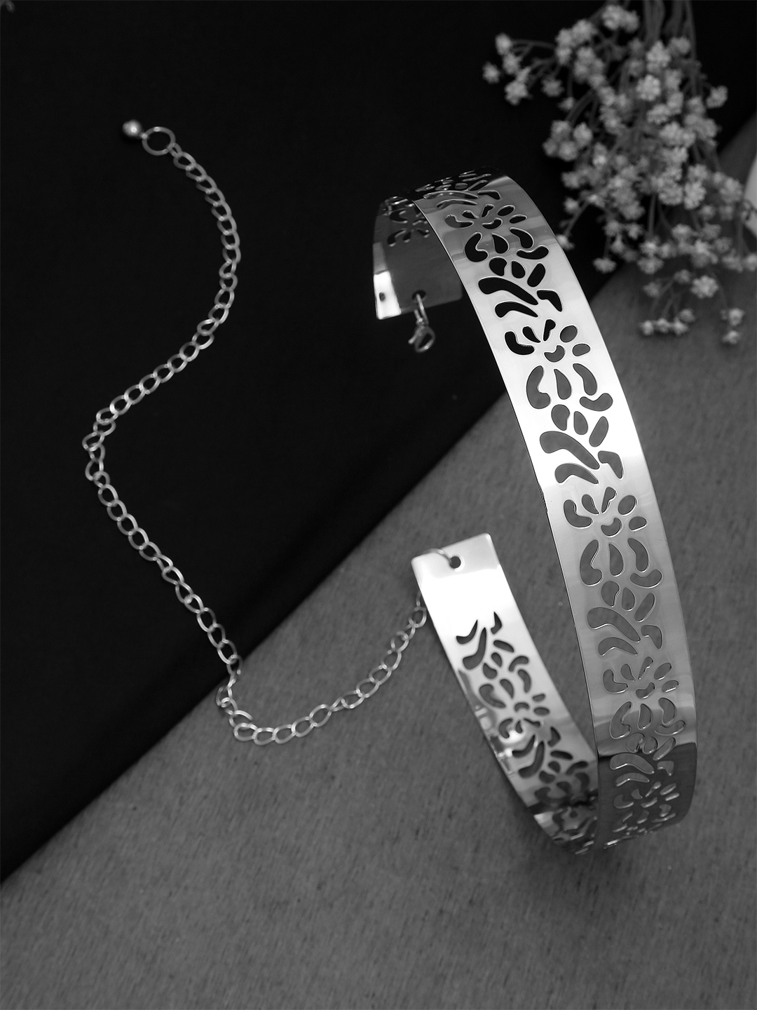 YouBella Jewellery Celebrity Inspired Adjustable Metal Plate Type Golden Kamarband Waist Belt for Women/Girls (Silver)