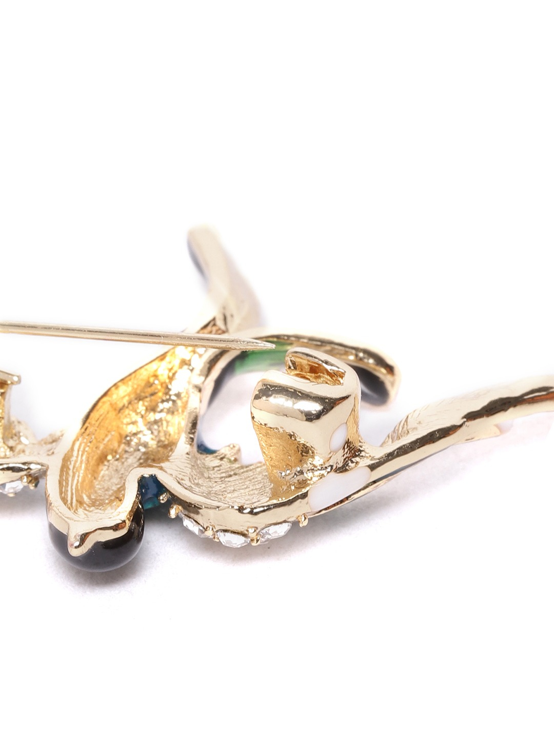 YouBella Women Blue  White Stone Studded Bird Shaped Statement Brooch