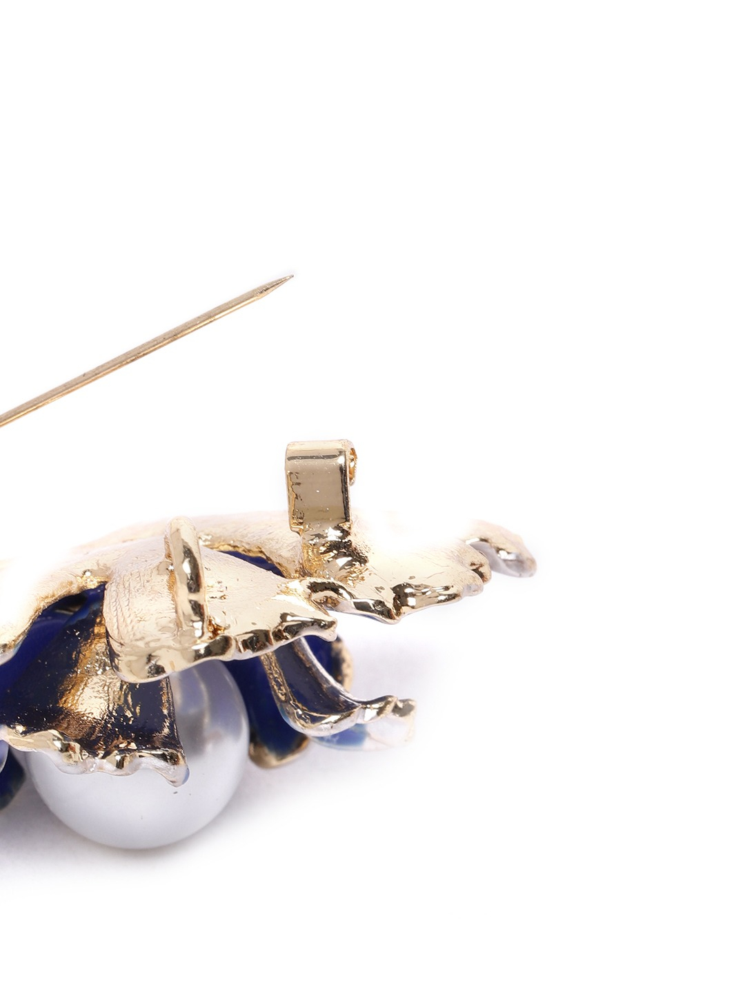YouBella Women Blue  White Beaded Floral Statement Brooch