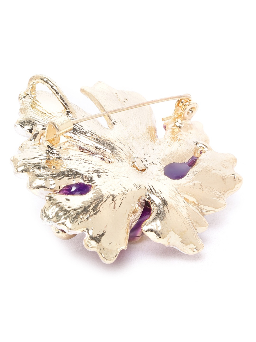 YouBella Jewellery Latest Stylish Crystal Unisex Floral Brooch for Wedding/Party for Women/Girls/Men (Purple)