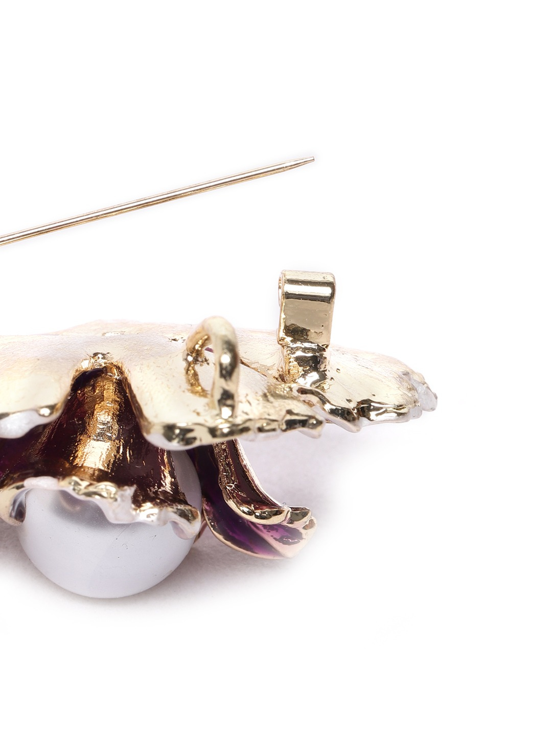 YouBella Women Purple  White Beaded Floral Statement Brooch