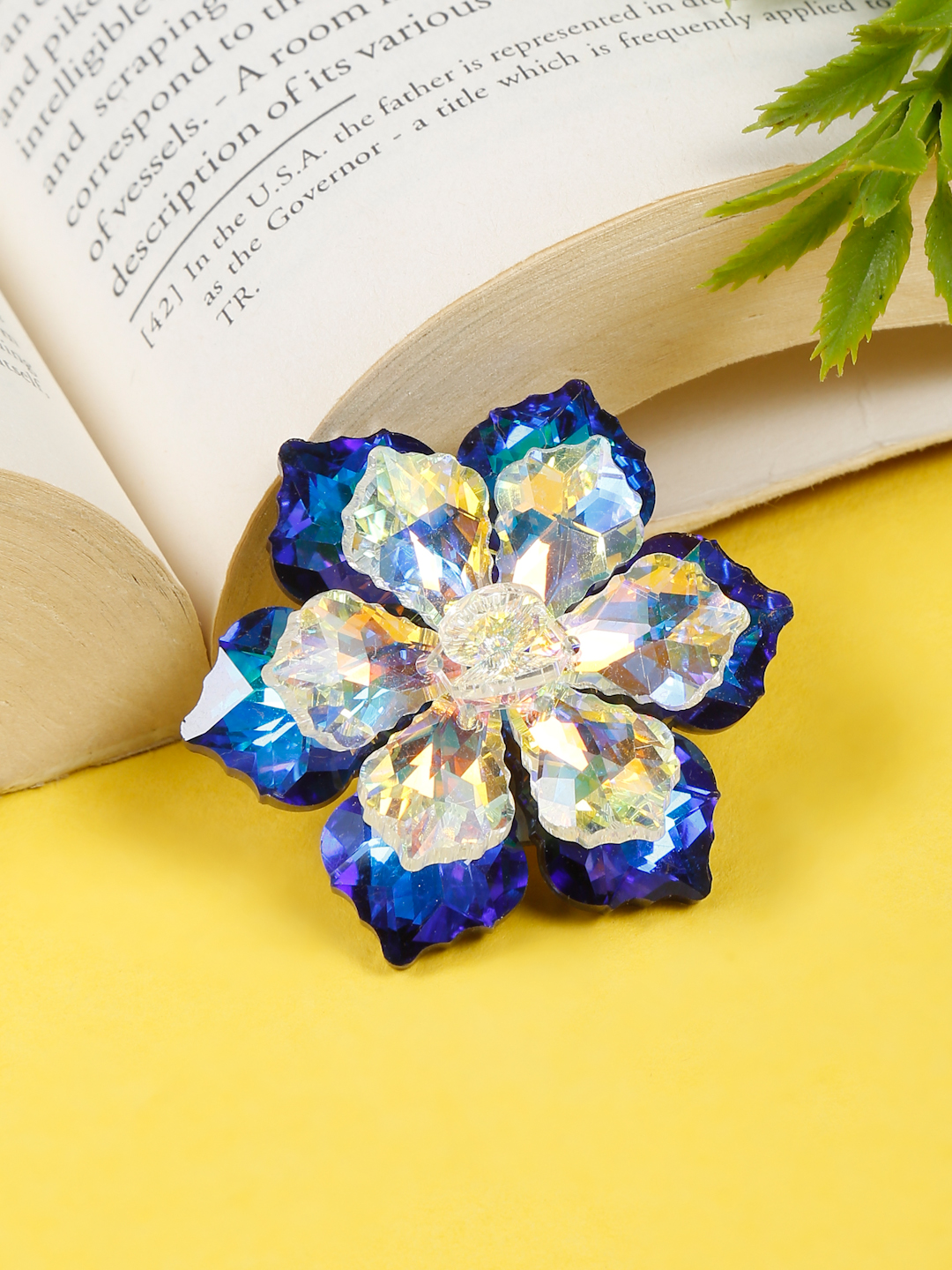 YouBella Jewellery for Women Stylish Celebrity Inspired Floral Brooch for Women/Men/Girls/Boys (Blue) (YB_Brooch_150)