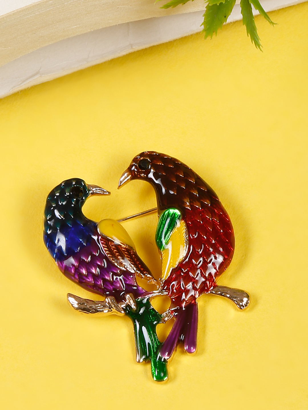 YouBella Jewellery for Women Stylish Celebrity Inspired Love Birds Brooch for Women/Men/Girls/Boys (Multi) (YB_Brooch_152)
