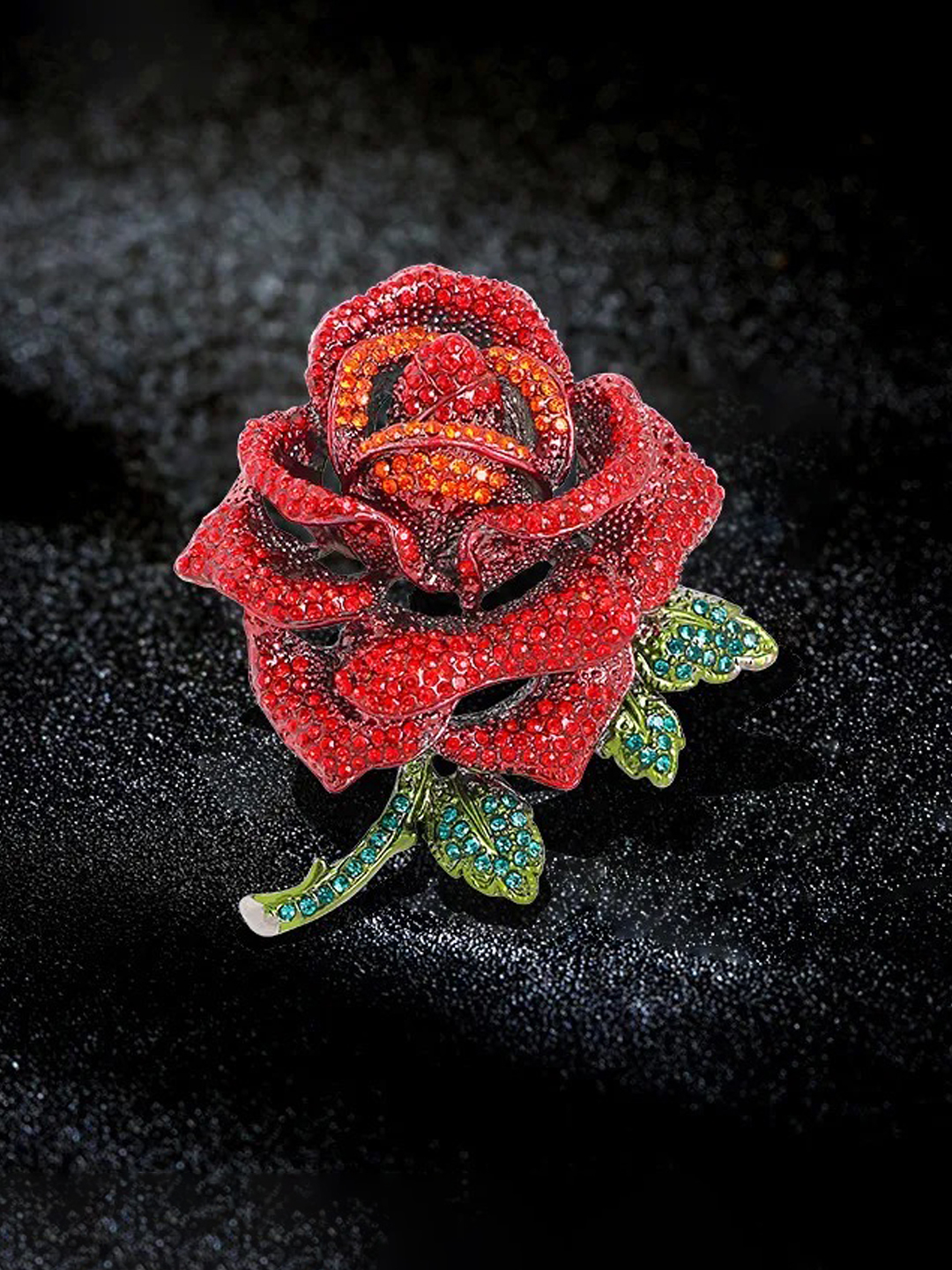 YouBella Jewellery for Women Stylish Celebrity Inspired Love Rose Shaped Brooch for Women/Men/Girls/Boys (Red) (YB_Brooch_155)
