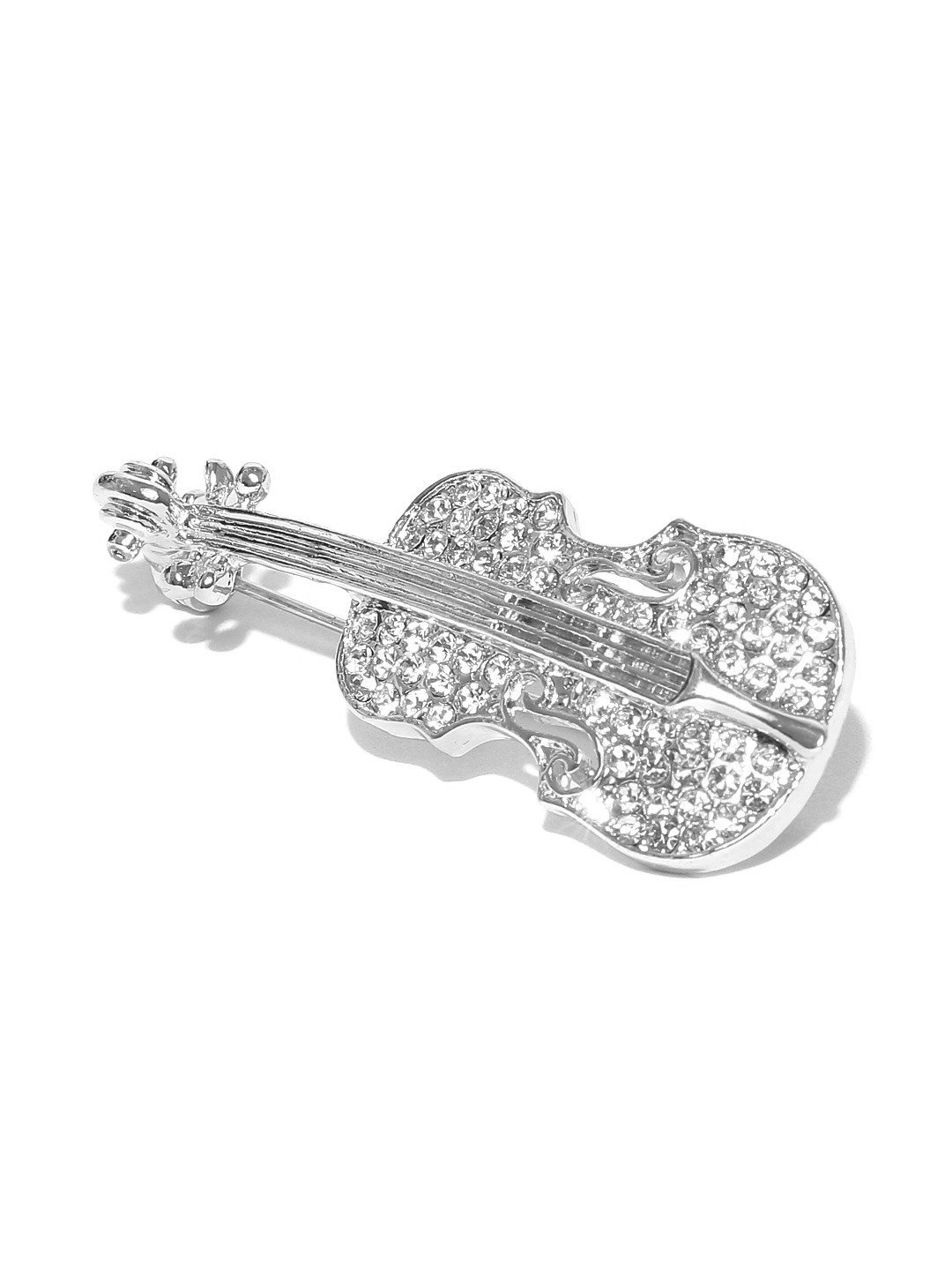Best Valentine Gifts : YouBella  Collection Musical Guitar Brooch for Men and Women/Girls (Silver)