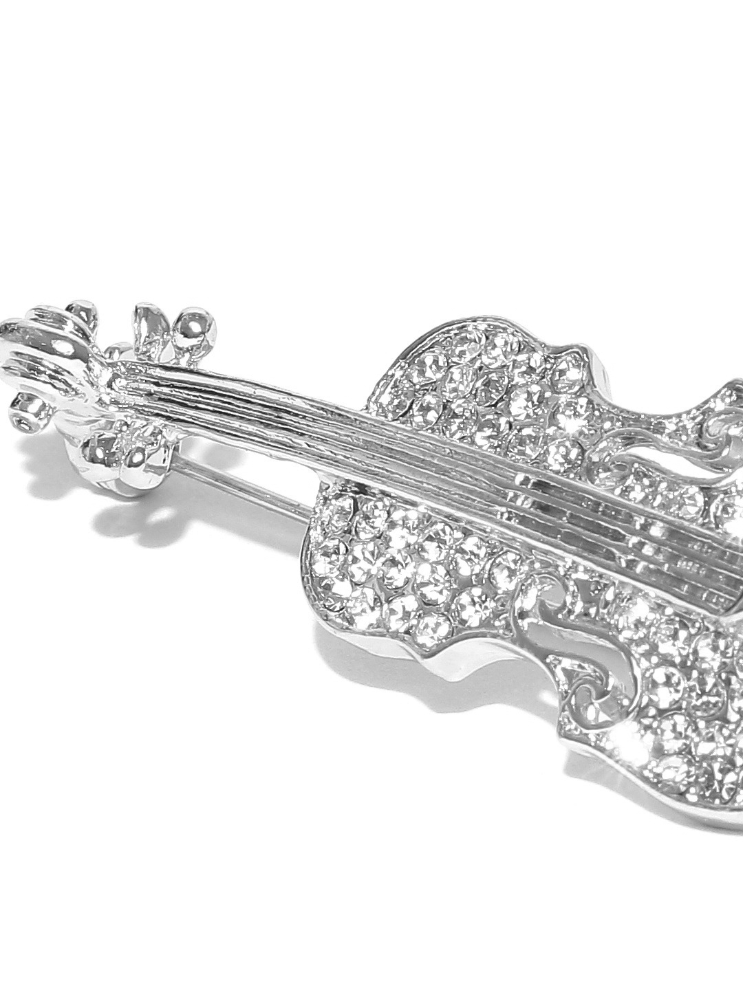 Best Valentine Gifts : YouBella  Collection Musical Guitar Brooch for Men and Women/Girls (Silver)