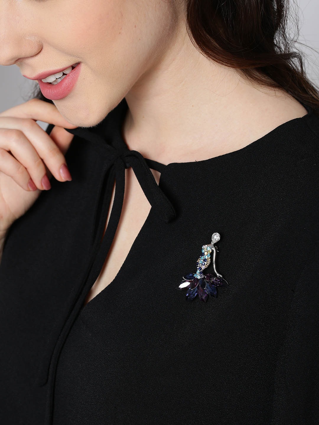 YouBella Jewellery  Collection Dancing Doll Unisex Brooch for Women/Girls/Men (Blue)