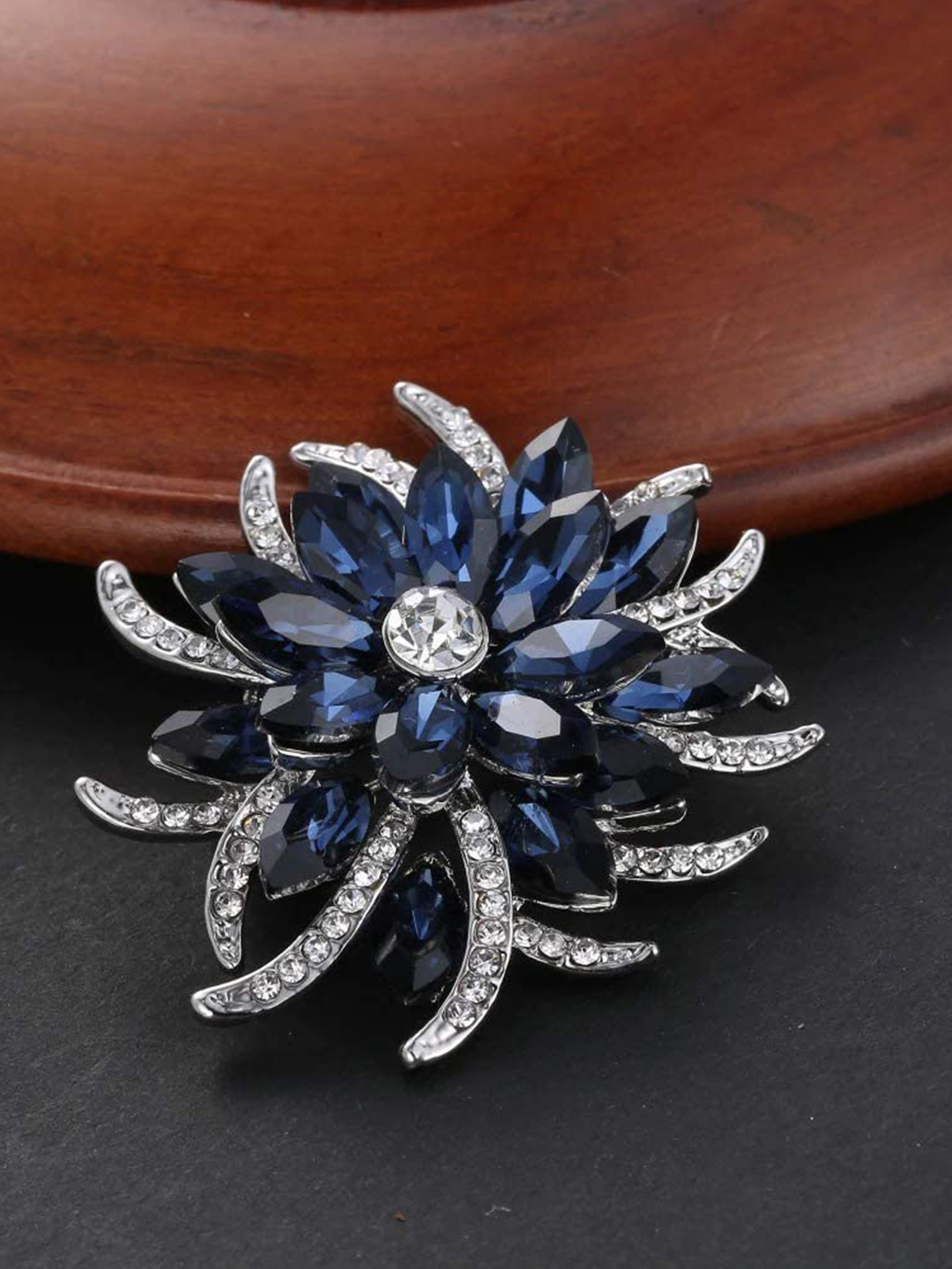 YouBella Stylish Fancy Party Wear Jewellery  Brooches for Girls (Blue) (YB_Brooch_72)
