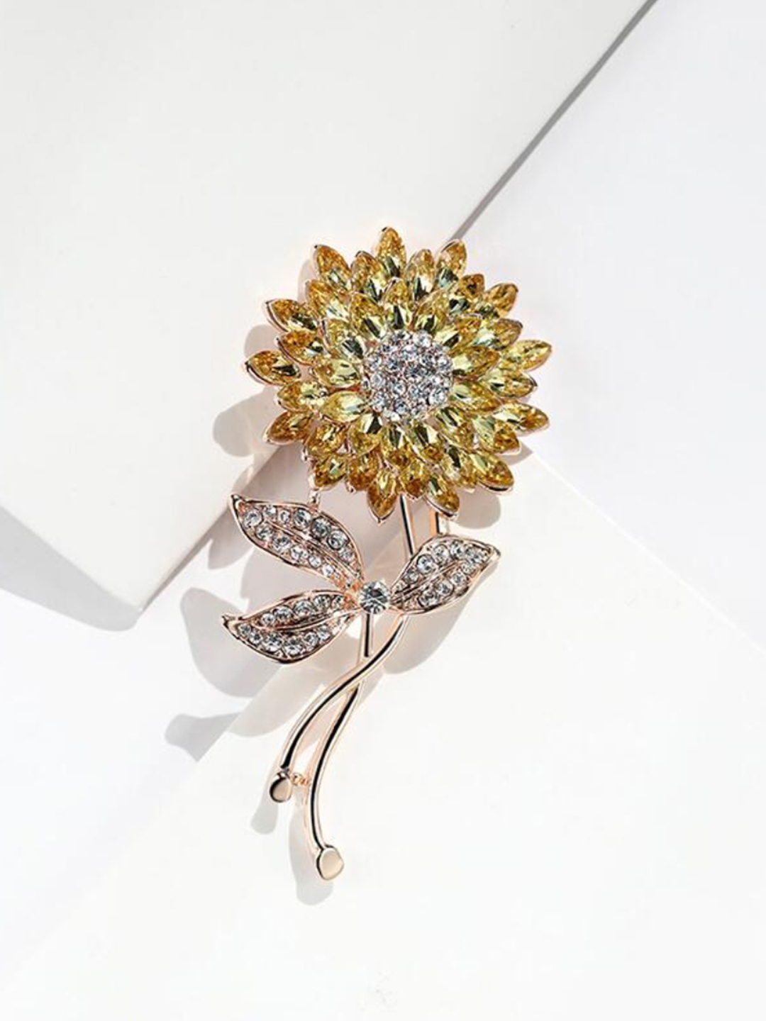 YouBella Valentine Collection Floral Jewellery Gold Plated and Cubic Zirconia Brooches for Women (Yellow) (YB_Brooch_74)